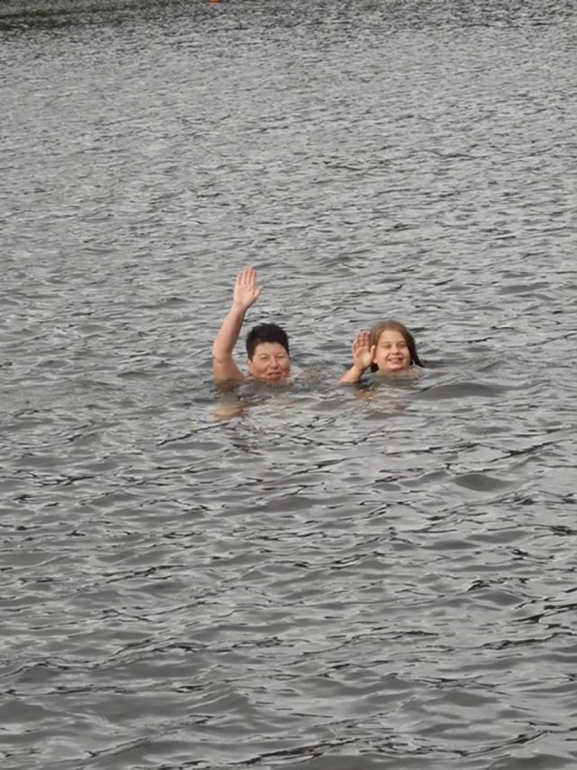 Letztes Abbaden am Bebraer Teich