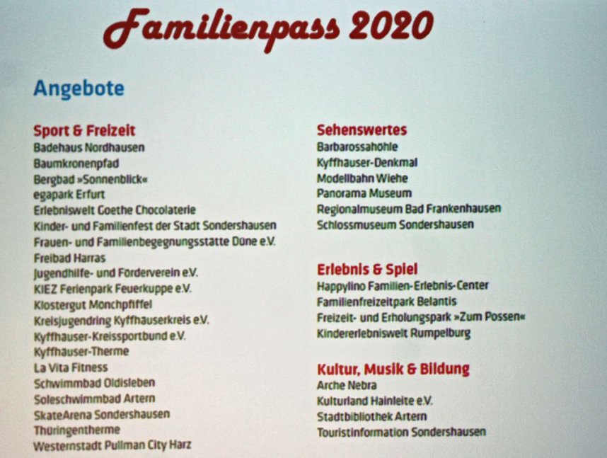 Familienpass im Kyffh&auml;userkreis vorgestellt