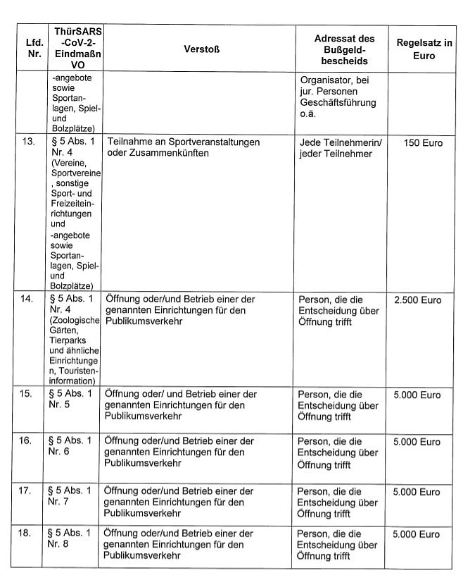 Auszug Bu&szlig;geldkatalog