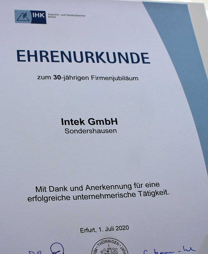 30 Jahre Intek GmbH in Sondershausen � Eine Tradition mit Zukunft!