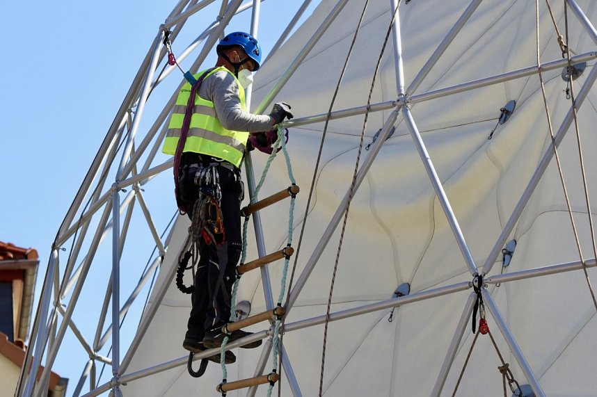 Aufbau des Umweltpavillions 