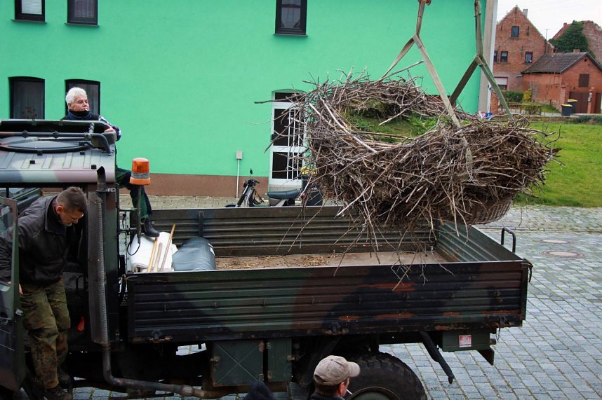 Bauarbeiten am Ringelebener Storchennest