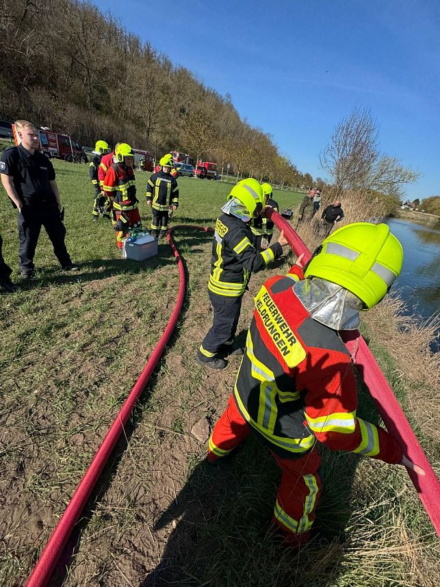 Die Feuerwehr richtete eine &Ouml;lsperre ein.