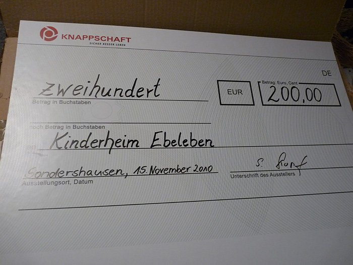 Spende an Kinderheim