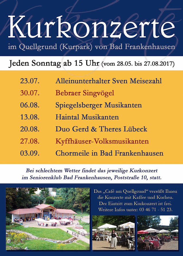 Bild: &Auml;nderung der Reihenfolge bei Kurkonzerten