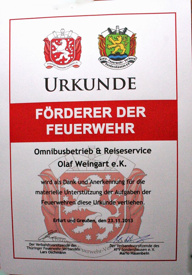 Bild: F&ouml;rderer der Feuerwehr geehrt